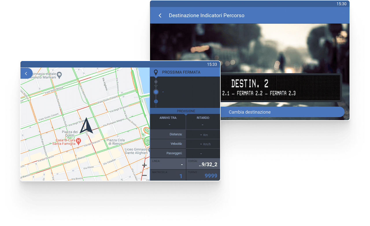 Immagine delle schermate di navigazione e percorrenza